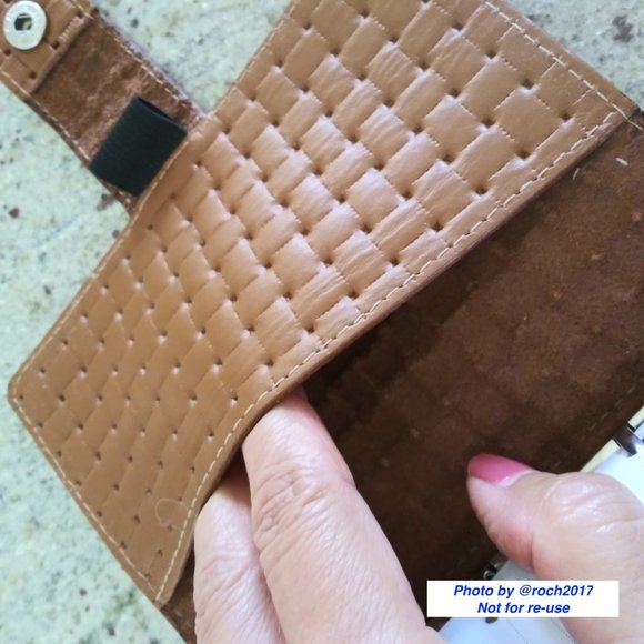 A7 Ring Binder Basket Weave Embossed Leather Planner - Picture 6 of 10